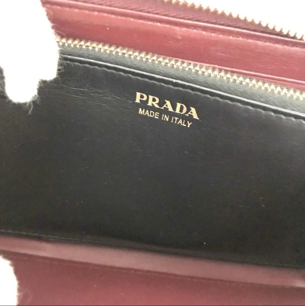 PRADA Red Saffiano Leather Zip Around Wallet - Picture 8 of 8